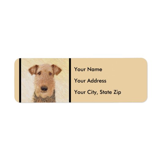 Airedale Terrier Painting - Cute Original Art Etiket (Voorkant)