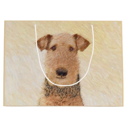 Airedale Terrier Painting - Cute Original Art Groot Cadeauzakje (Voorkant)