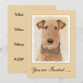 Airedale Terrier Painting - Cute Original Art Kaart (Voorkant / Achterkant)