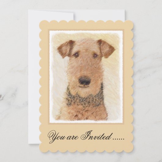 Airedale Terrier Painting - Cute Original Art Kaart (Voorkant)