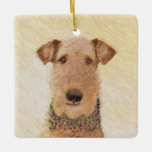 Airedale Terrier Painting - Cute Original Art Keramisch Ornament