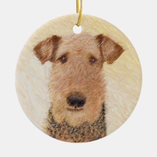Airedale Terrier Painting - Cute Original Art Keramisch Ornament (Voorkant)