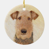 Airedale Terrier Painting - Cute Original Art Keramisch Ornament (Achterkant)
