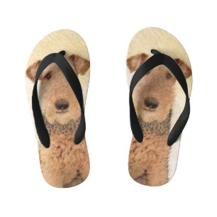 Airedale Terrier Painting - Cute Original Art Kinder Teenslippers