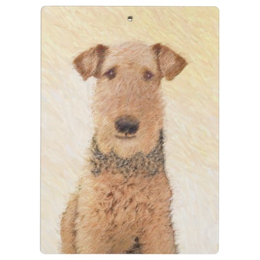 Airedale Terrier Painting - Cute Original Art Klembord (Achterkant)