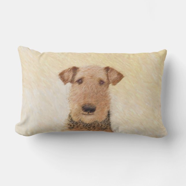 Airedale Terrier Painting - Cute Original Art Kussen (Voorkant)
