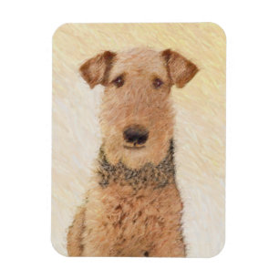 Airedale Terrier Painting - Cute Original Art Magneet