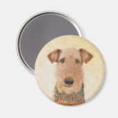 Airedale Terrier Painting - Cute Original Art Magneet (Voorkant / Achterkant)