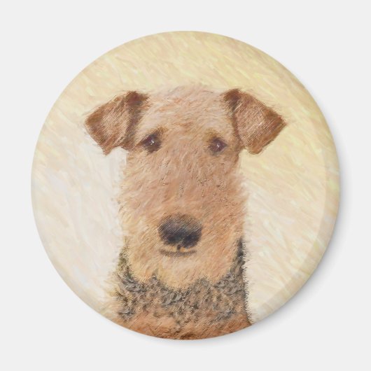 Airedale Terrier Painting - Cute Original Art Magneet (Voorkant)