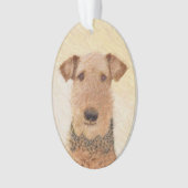 Airedale Terrier Painting - Cute Original Art Ornament (voorkant)