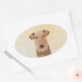Airedale Terrier Painting - Cute Original Art Ovale Sticker (Envelop)