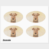 Airedale Terrier Painting - Cute Original Art Ovale Sticker (Vel)