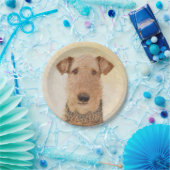 Airedale Terrier Painting - Cute Original Art Papieren Bordje (Feest)