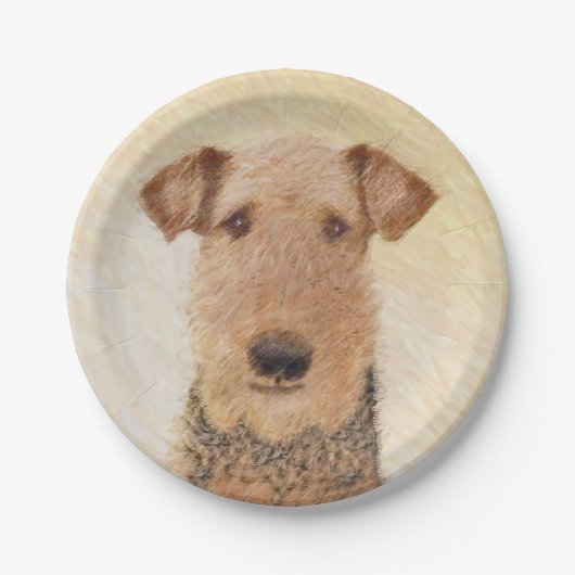 Airedale Terrier Painting - Cute Original Art Papieren Bordje (Voorkant)