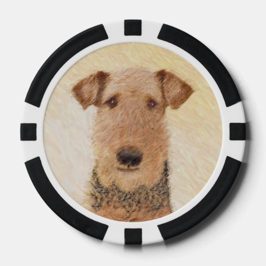 Airedale Terrier Painting - Cute Original Art Poker Chips (Voorkant)