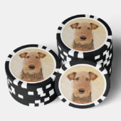 Airedale Terrier Painting - Cute Original Art Poker Chips (Opstapeling)