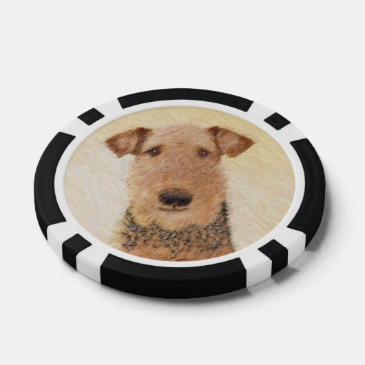 Airedale Terrier Painting - Cute Original Art Poker Chips (Enkel)