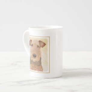 Airedale Terrier Painting - Cute Original Art Porselein Kop