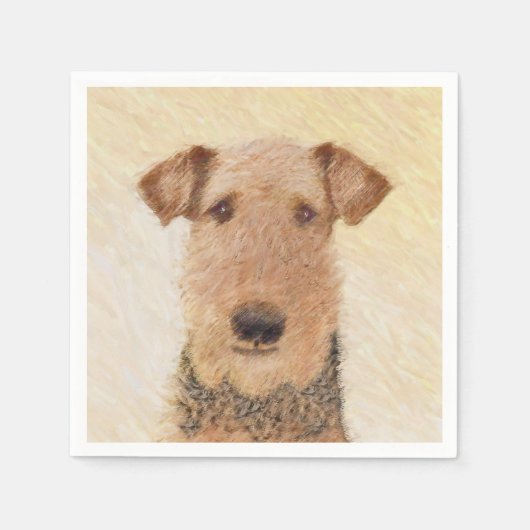Airedale Terrier Painting - Cute Original Art Servetten (Voorkant)