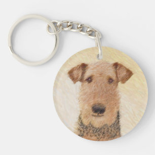 Airedale Terrier Painting - Cute Original Art Sleutelhanger