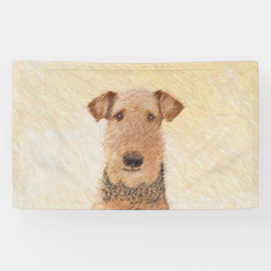 Airedale Terrier Painting - Cute Original Art Spandoek (Horizontaal)