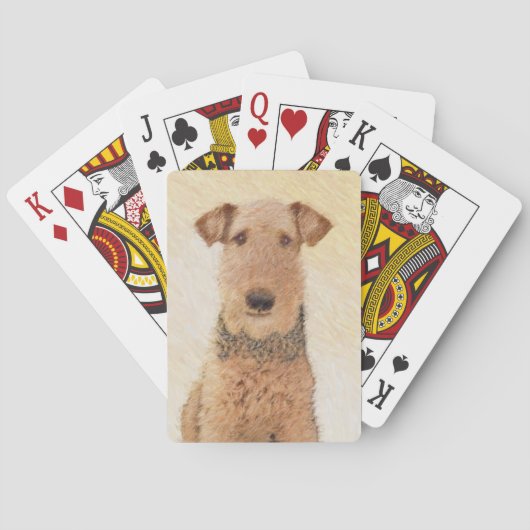 Airedale Terrier Painting - Cute Original Art Speelkaarten (Achterkant)