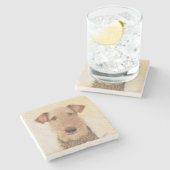 Airedale Terrier Painting - Cute Original Art Stenen Onderzetter (Zijkant)