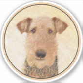Airedale Terrier Painting - Cute Original Art Sticker (Voorkant)