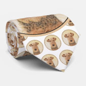 Airedale Terrier Painting - Cute Original Art Stropdas (Opgerold)