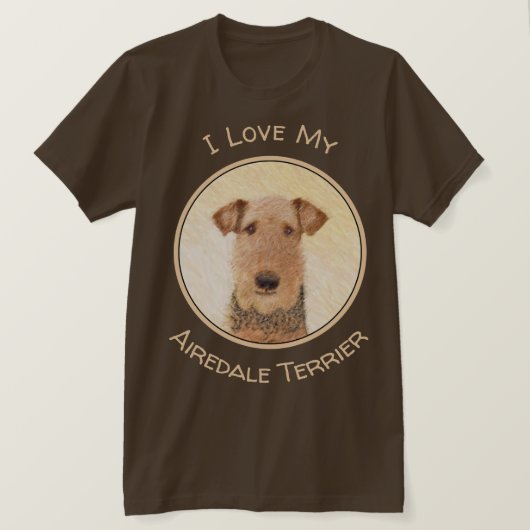 Airedale Terrier Painting - Cute Original Art T-shirt (Design voorkant)