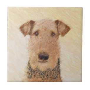 Airedale Terrier Painting - Cute Original Art Tegeltje