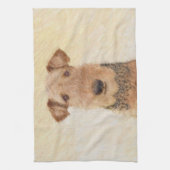 Airedale Terrier Painting - Cute Original Art Theedoek (Verticaal)