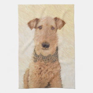 Airedale Terrier Painting - Cute Original Art Theedoek
