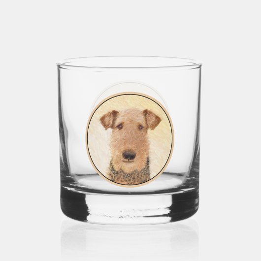 Airedale Terrier Painting - Cute Original Art Whisky Glas (Voorkant)