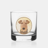 Airedale Terrier Painting - Cute Original Art Whisky Glas (Achterkant)