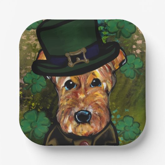 AIREDALE TERRIËR   PAPIEREN BORDJE (Voorkant)