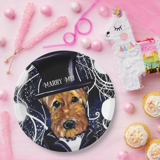 AIREDALE TERRIËR        PAPIEREN BORDJE (Feest)