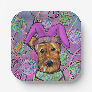 AIREDALE TERRIËR   PAPIEREN BORDJE