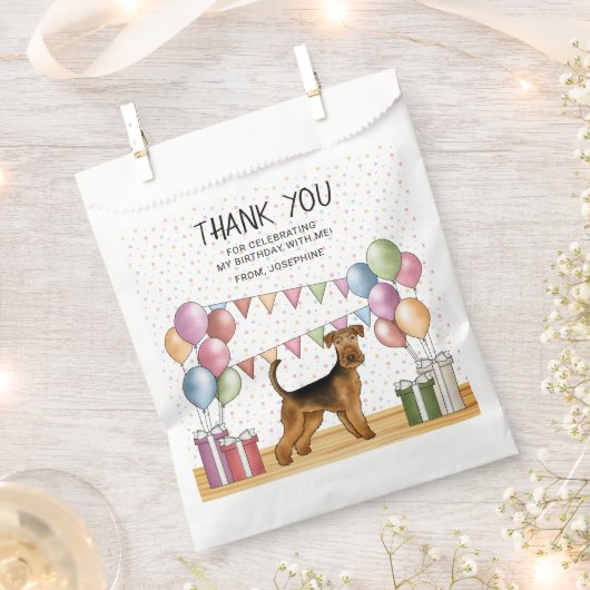 Airedale Terrier Pastel Kleuren Verjaardag Dank u Bedankzakje (Geknipt)