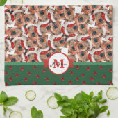 Airedale Terrier Patroon Monogram Kerstmis Hond Theedoek (Gevouwen)