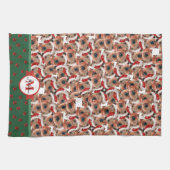 Airedale Terrier Patroon Monogram Kerstmis Hond Theedoek (Horizontaal)