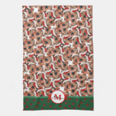 Airedale Terrier Patroon Monogram Kerstmis Hond Theedoek (Verticaal)
