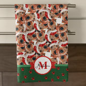Airedale Terrier Pattern Monogram kersthond Theedoek