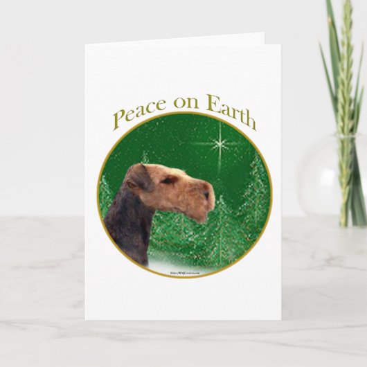 Airedale Terrier Peace Feestdagen Kaart (Voorkant)