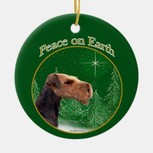 Airedale Terrier Peace Keramisch Ornament (Voorkant)