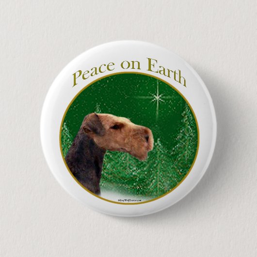 Airedale Terrier Peace Ronde Button 5,7 Cm (Voorkant)
