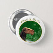 Airedale Terrier Peace Ronde Button 5,7 Cm (Voorkant /achterkant)