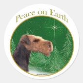 Airedale Terrier Peace Ronde Sticker (Voorkant)