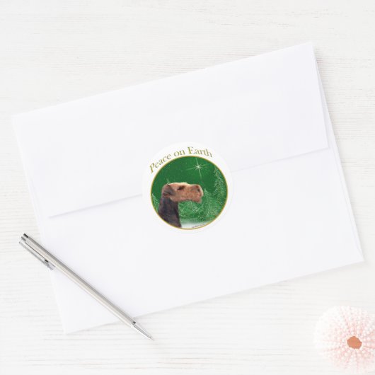 Airedale Terrier Peace Ronde Sticker (Envelop)