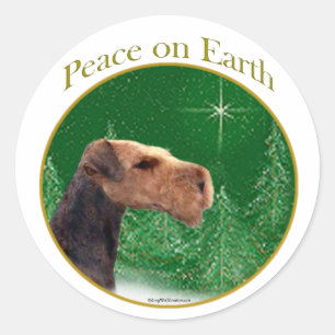 Airedale Terrier Peace Ronde Sticker